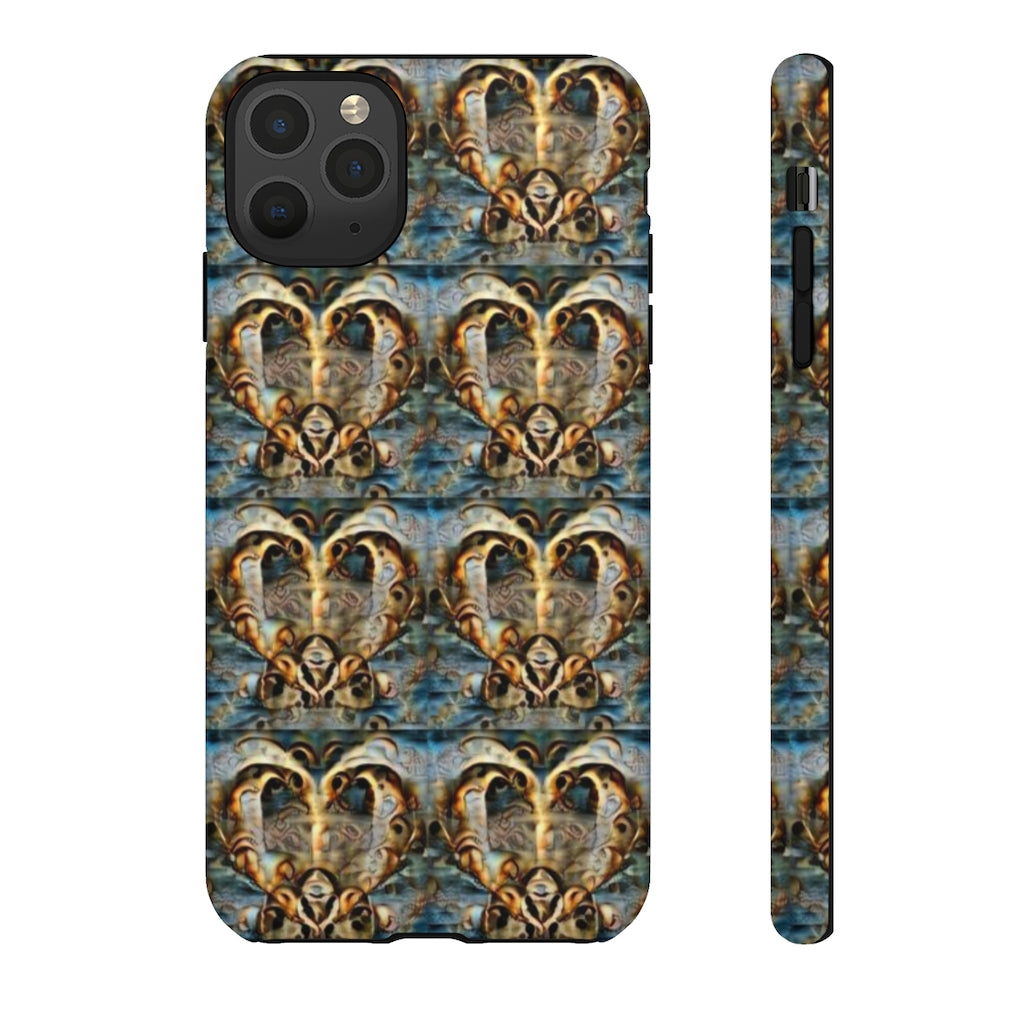 Gold Ornate Hearts Tough Phone Case