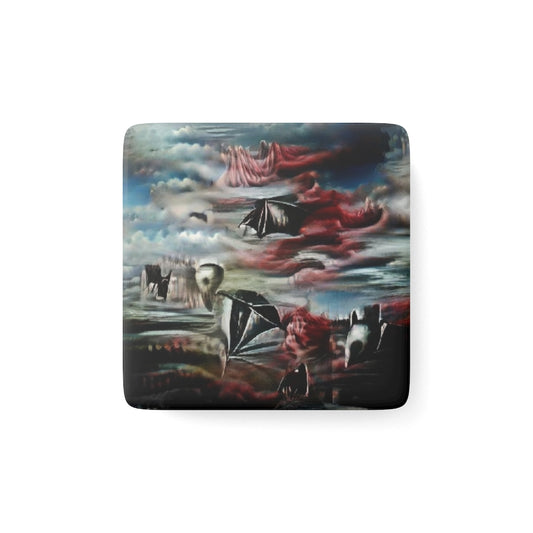 Bird At Piano X Porcelain Magnet, Square