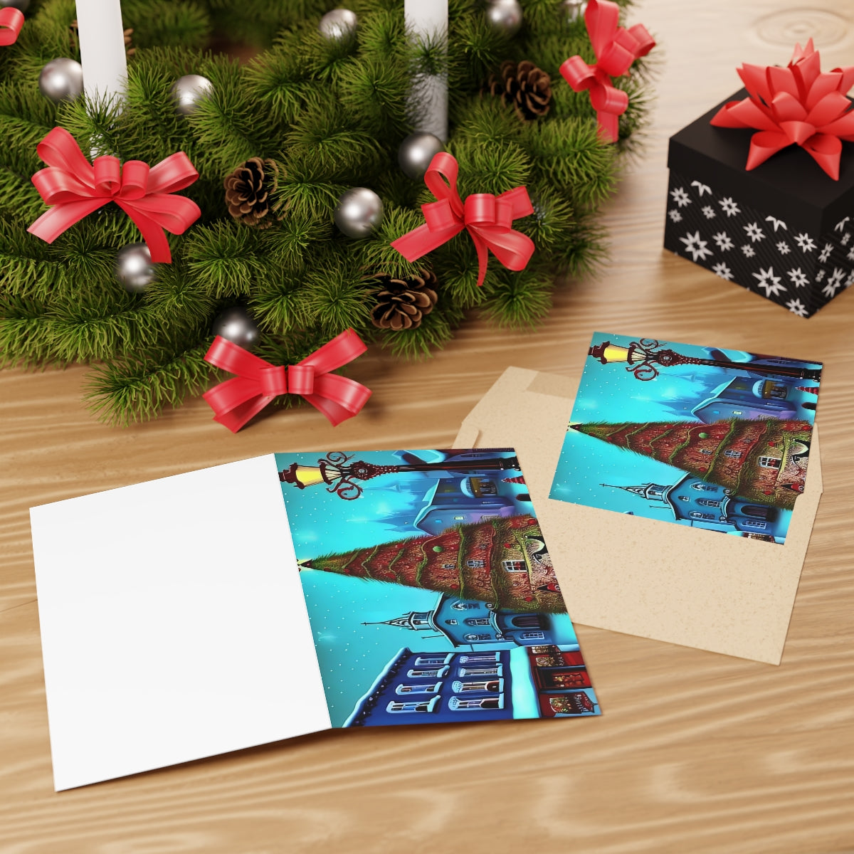 Christmas Scene Greeting Cards (1 or 10-pcs)