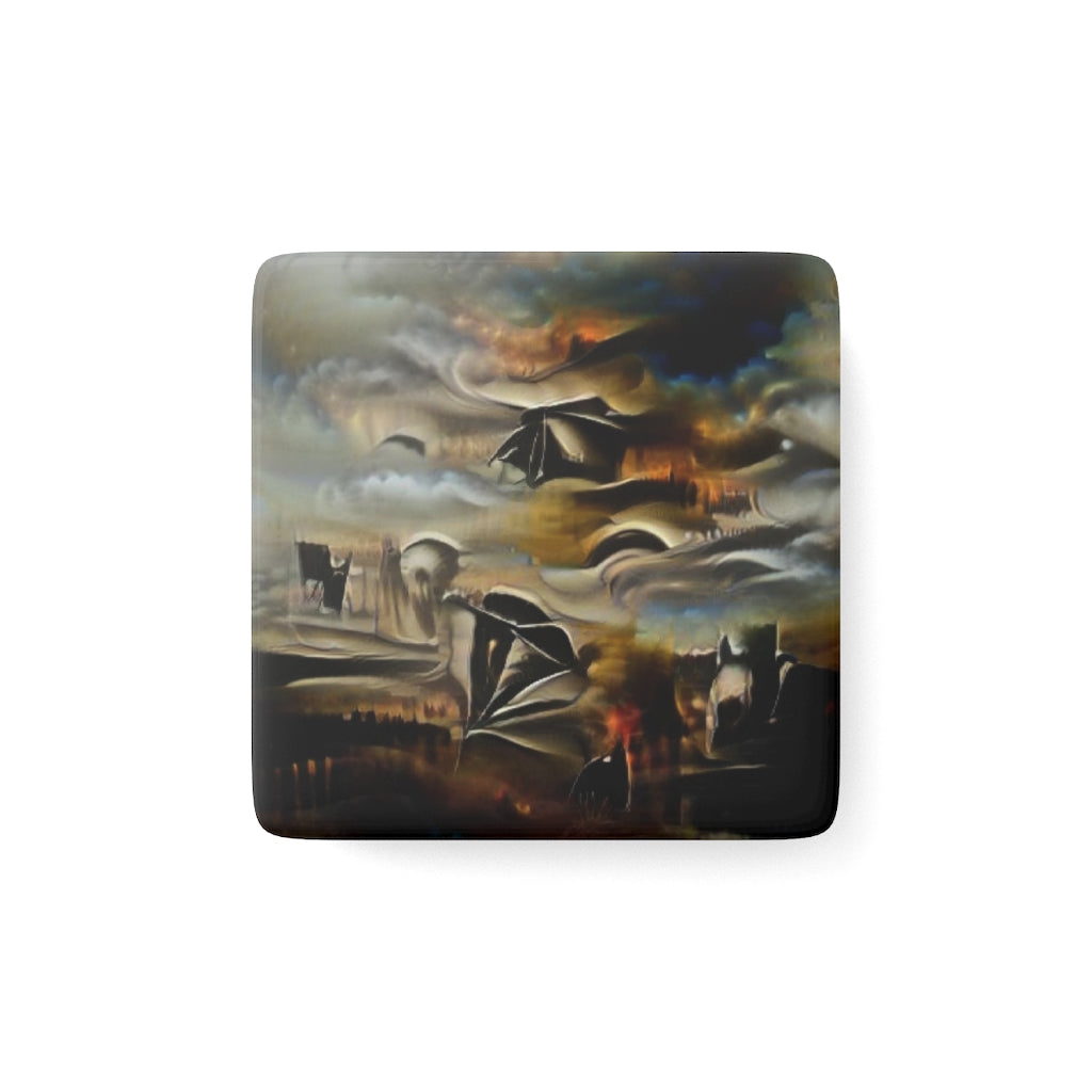 Bird At Piano V Porcelain Magnet, Square