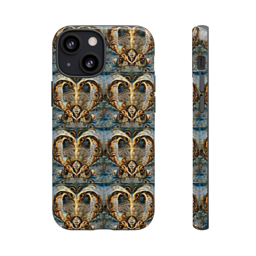 Gold Ornate Hearts Tough Phone Case