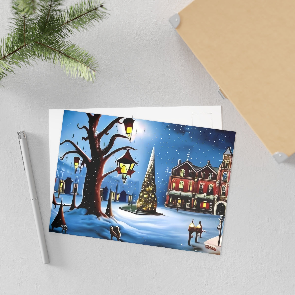 Christmas Scene Fine Art Postcards