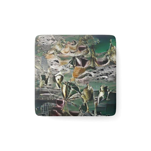 Bird At Piano II Porcelain Magnet, Square