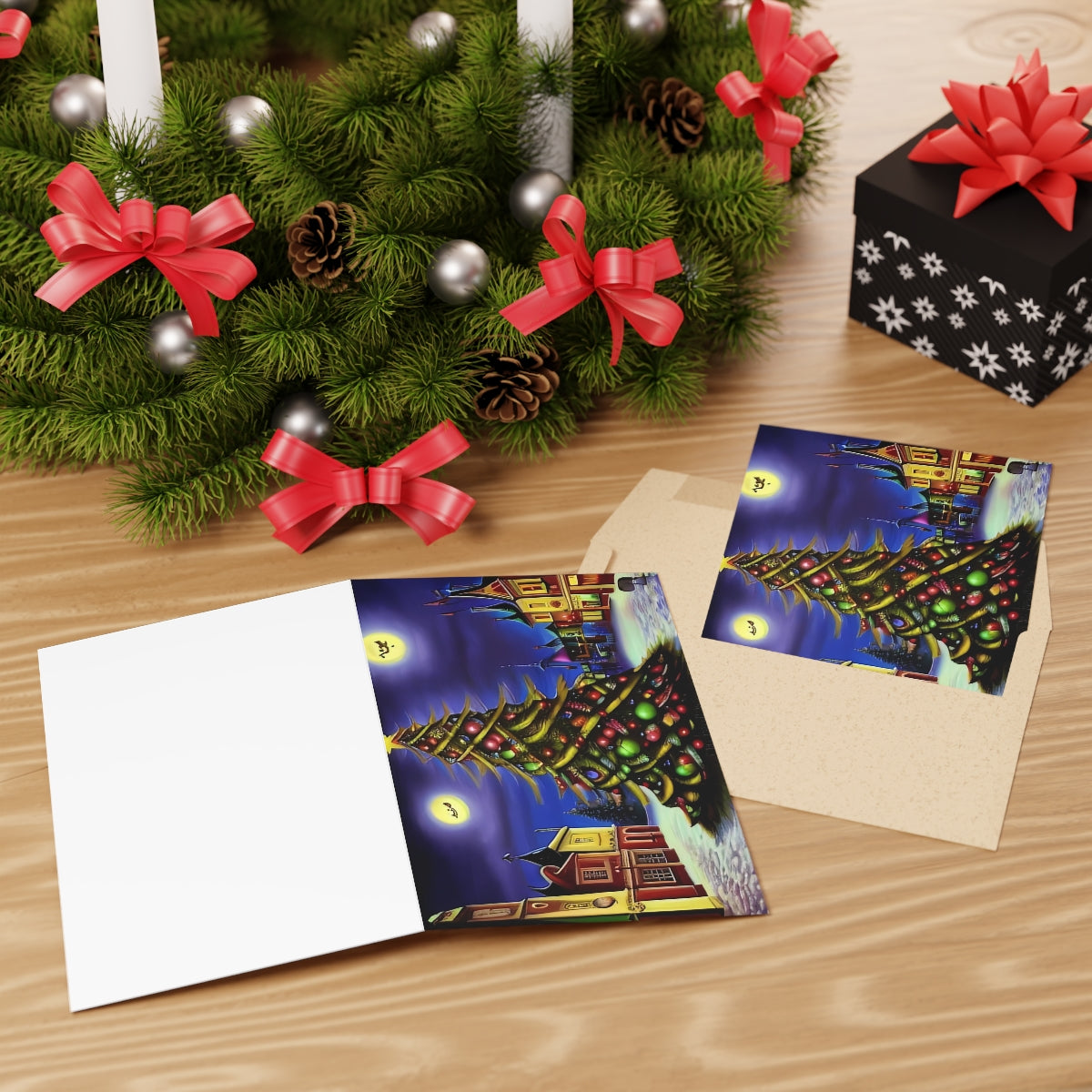 Christmas Scene Greeting Cards (1 or 10-pcs)