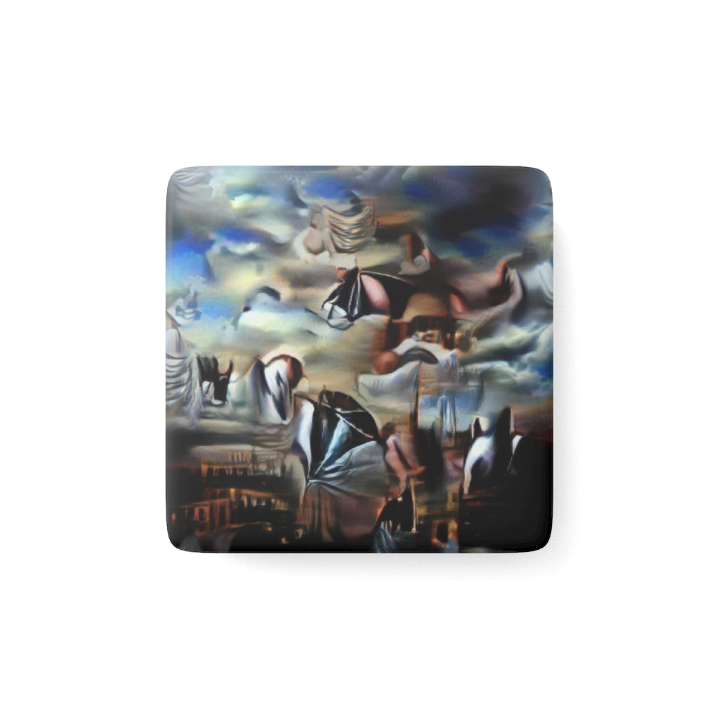 Bird At Piano VII Porcelain Magnet, Square