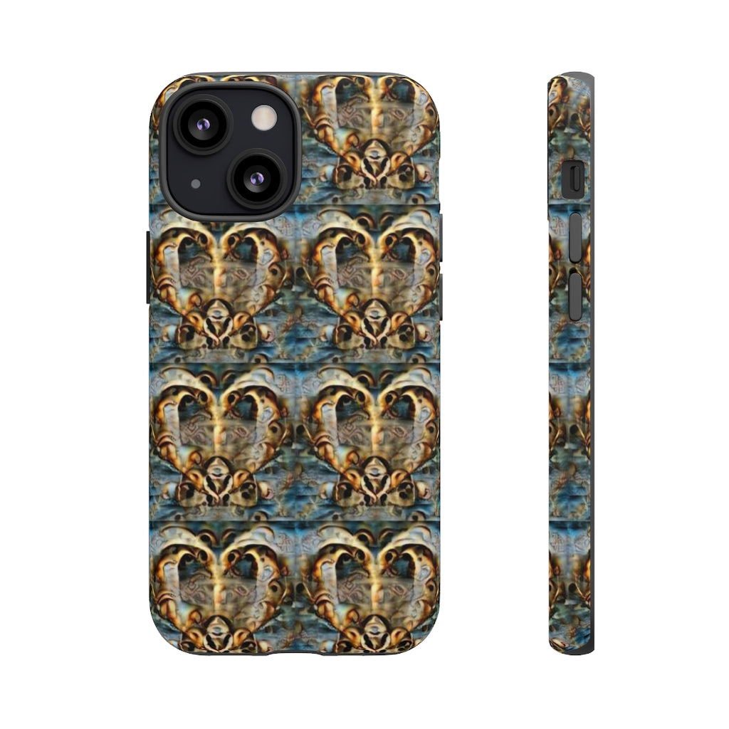 Gold Ornate Hearts Tough Phone Case