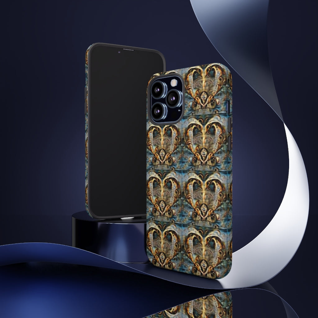 Gold Ornate Hearts Tough Phone Case