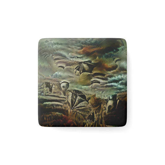 Bird At Piano VIII Porcelain Magnet, Square